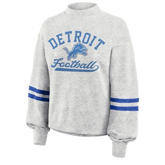 NFL Tops - NFL Detroit Lions Women's Oatmeal Heather Crew Neck - XXL